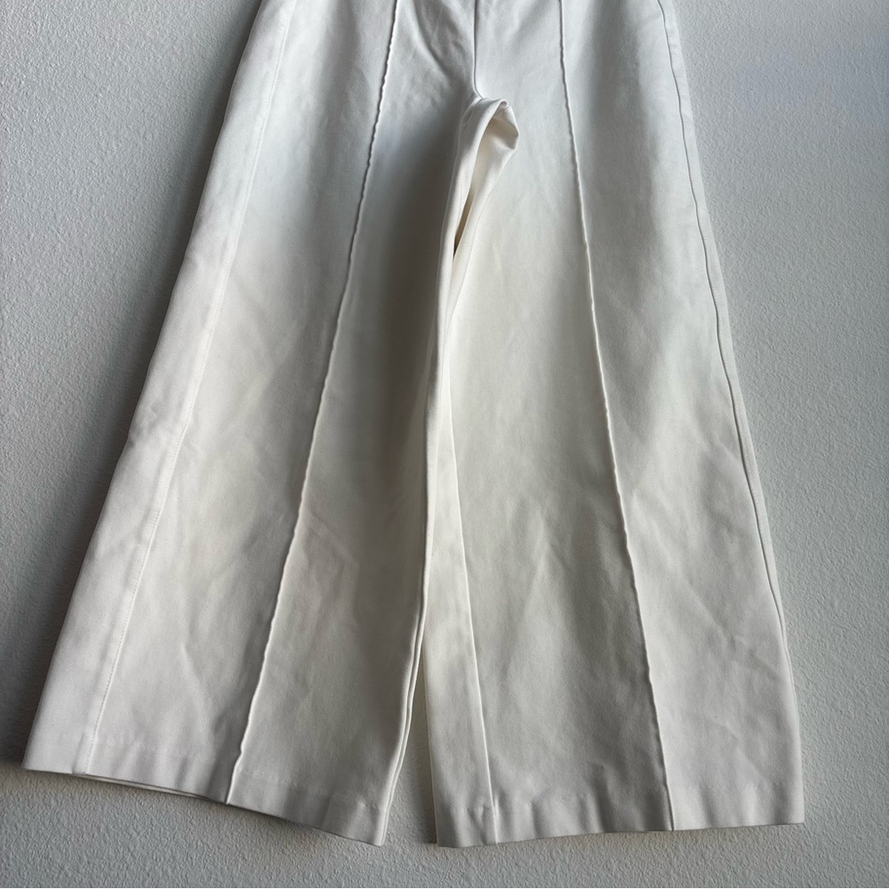 Jones New York Ivory Pintuck Wide-Leg Pull-on Trouser Cropped Pleat White Pants - Picture 5 of 9